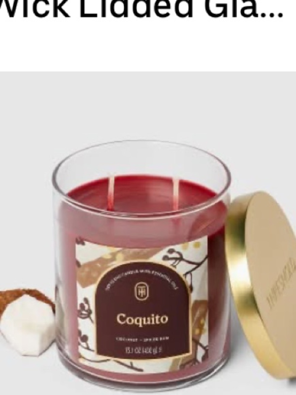 THRESHOLD NWT 2-Wick Lidded
Glass Coquito Jar Candle, Coconut - Spiced Rum -15.1 - Picture 3 of 5